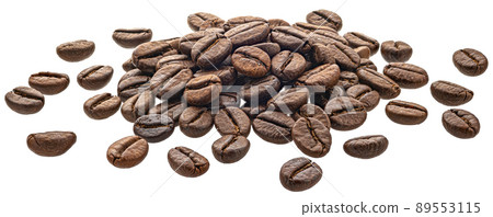 Roasted coffee beans isolated on white background Roasted coffee beans isolated on white background 89553115