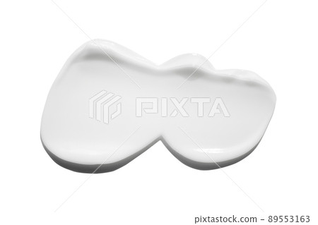 Cream texture swatch swirl smear with shadow isolated. Facial creme, foam, gel or body lotion skincare make up stroke sample. Face makeup creamy cosmetic product 89553163