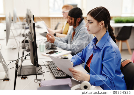 Row of Students in Computer Lab Row of Students in Computer Lab 89554525