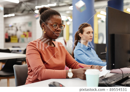 Students using Computer in Library 89554531