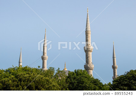 Ottoman Turkish style mosque minaret as Religious Muslim temple architecture Ottoman Turkish style mosque minaret as Religious Muslim temple architecture 89555243