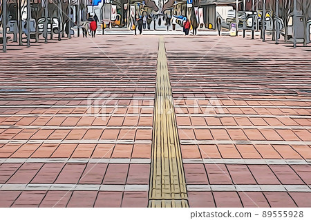 柔和的“城市景觀人行道流”插圖圖像 89555928