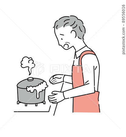 An older man with a pot spilled in the kitchen An older man with a pot spilled in the kitchen 89556016
