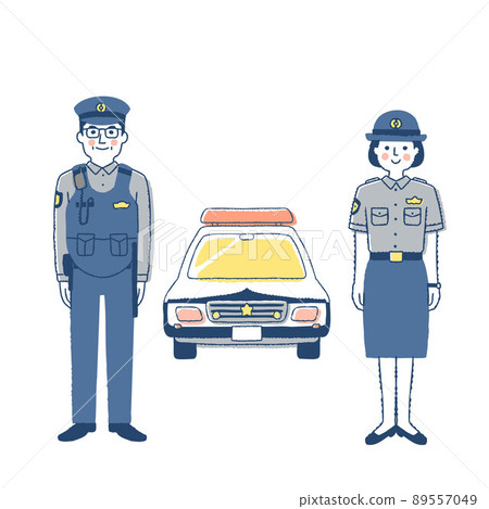 警察男女和警車 89557049