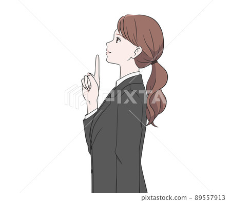 A woman in a suit pointing her finger - Stock Illustration [89557913 ...