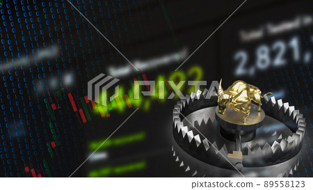 gold bull and trap for business concept 3d rendering 89558123
