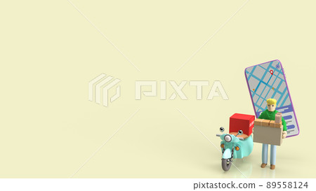 The man and bike for delivery application or business concept 3d rendering The man and bike for delivery application or business concept 3d rendering 89558124