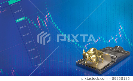 gold bull and trap for business concept 3d rendering 89558125