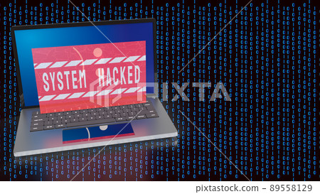 The laptop on digital background for system hacked for technology concept 3d rendering. The laptop on digital background for system hacked for technology concept 3d rendering. 89558129