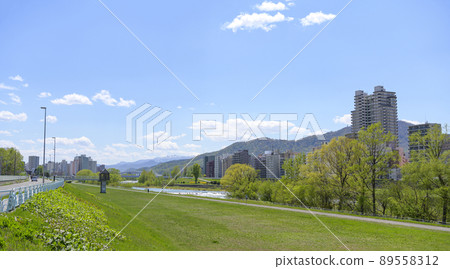 藍藍的天空和河床景觀 89558312