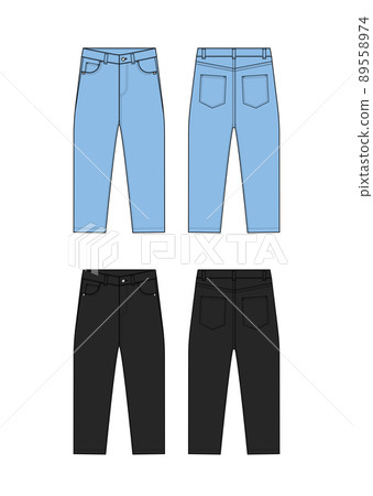 寬鬆牛仔寬鬆牛仔褲矢量模板插圖集(正面/背面) 寬鬆牛仔寬鬆牛仔褲矢量模板插圖集(正面/背面) 89558974