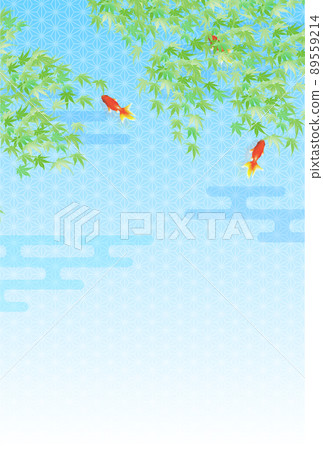 Goldfish maple Japanese pattern background 89559214