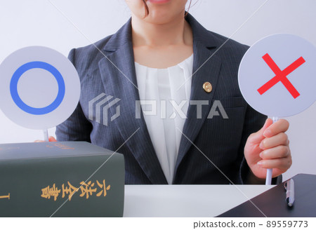 Female lawyer with a plate of Marubatsu Female lawyer with a plate of Marubatsu 89559773