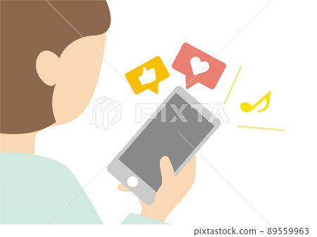 一個痴迷於智能手機的女人的插圖 89559963