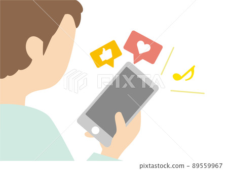 一個為智能手機瘋狂的男人的插圖 89559967