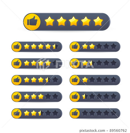 Five golden star review rate of customer... - Stock Illustration ...