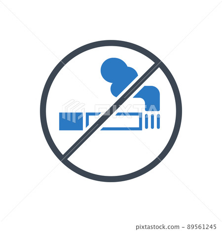 No smoking prohibition sign vector glyph icon. 89561245