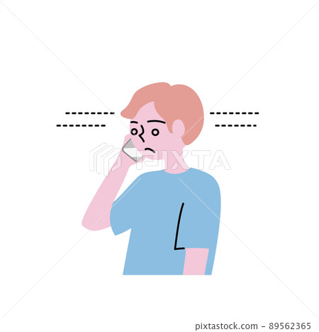 Illustration of a man receiving a silent call from a suspicious person on a smartphone Illustration of a man receiving a silent call from a suspicious person on a smartphone 89562365