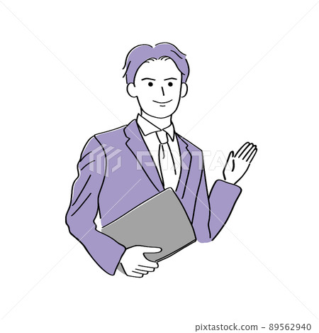 一個用材料指導的人的插圖 89562940