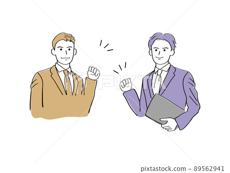 Illustration of two men in a suit and guts pose Illustration of two men in a suit and guts pose 89562941