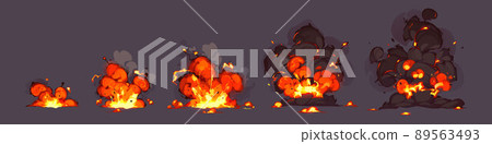 Explosion of bomb, rocket hit blast 89563493