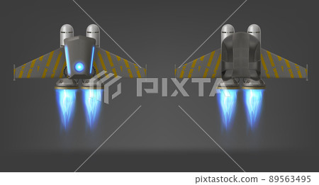 Jetpack with fire top and bottom view isolated 89563495