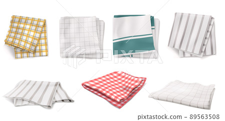 Folded napkins, kitchen towels or tablecloths 89563508
