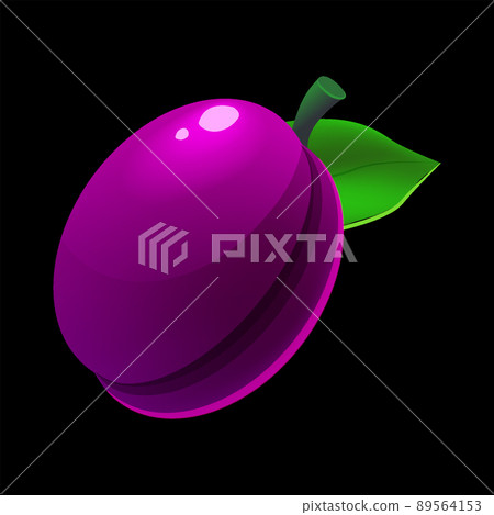 Ripe plum fruit whole fresh, purple color, icon. Vector illustration machine slot icon cartoon cartoon 89564153