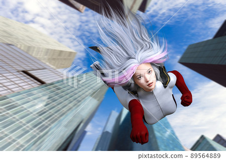 A super heroine who flies between buildings at a tremendous speed 89564889