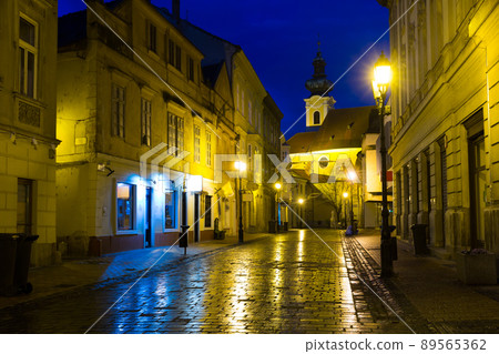 View on night streets of Gyor is colorful landmark of Hungary View on night streets of Gyor is colorful landmark of Hungary 89565362