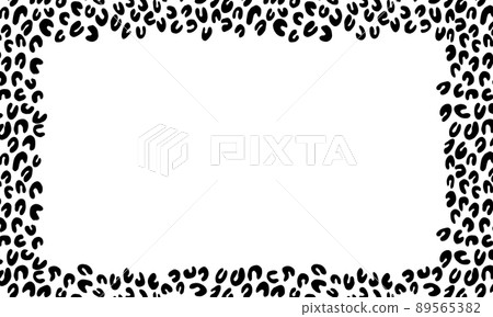 Black and white frame with modern ornament of stylized leopard skin. Squared pattern for poster. Decorative abstract border with animal ornament. Trendy leather skin. Copy space. Vector illustration Black and white frame with modern ornament of stylized leopard skin. Squared pattern for poster. Decorative abstract border with animal ornament. Trendy leather skin. Copy space. Vector illustration 89565382