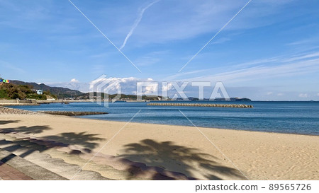 Shadows of palm trees shining on the sandy beach [Kira Waikiki Beach Miyazaki Beach / Nishio City, Aichi Prefecture] 89565726