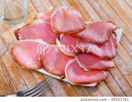 Thinly sliced cured pork sirloin meat 89565761