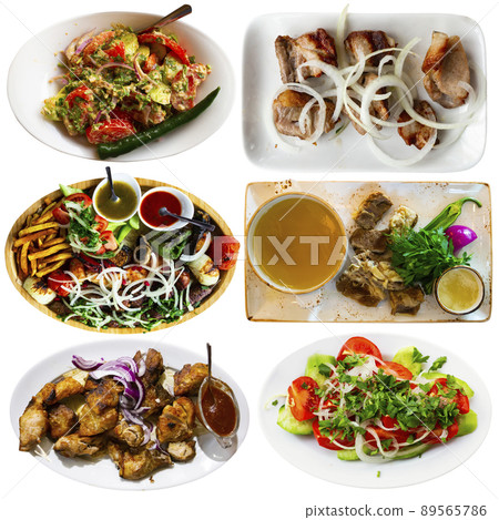 Set of Georgian dishes isolated on white 89565786