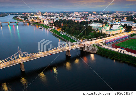 Summer evening view of Tver on banls of Volga river Summer evening view of Tver on banls of Volga river 89565957
