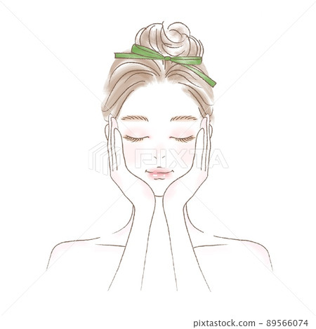 一個年輕女子閉著眼睛思考的上半身插圖 89566074