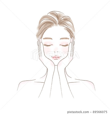 一個年輕女子閉著眼睛思考的上半身插圖 89566075