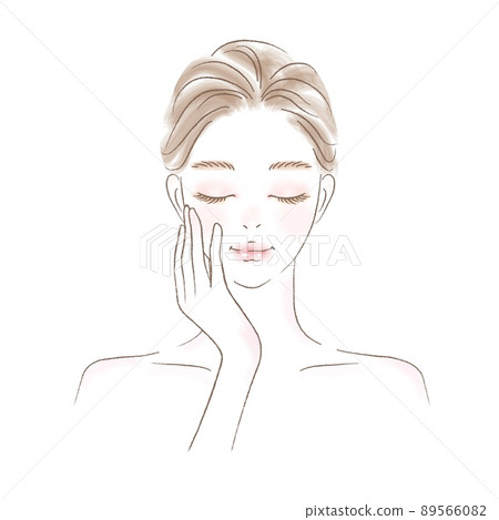 Illustration of the upper body of a young woman thinking with her eyes closed Illustration of the upper body of a young woman thinking with her eyes closed 89566082