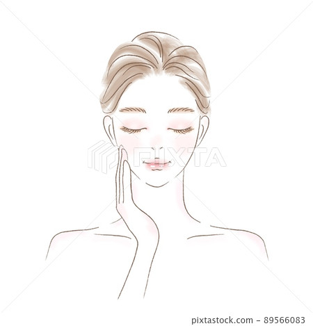 Illustration of the upper body of a young woman thinking with her eyes closed Illustration of the upper body of a young woman thinking with her eyes closed 89566083