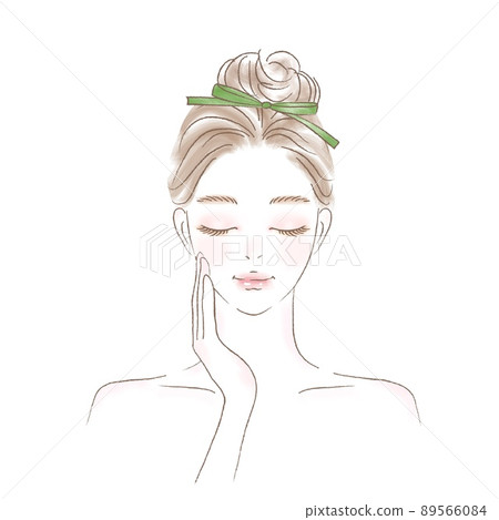 Illustration of the upper body of a young woman thinking with her eyes closed Illustration of the upper body of a young woman thinking with her eyes closed 89566084