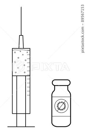 Hand drawn images of a syringe and a container with an infection vaccine. Doodle sketch. Vector. Hand drawn images of a syringe and a container with an infection vaccine. Doodle sketch. Vector. 89567153