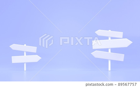 White arrow signs, direction signboards, pointers for choice way. Realistic set of blank traffic signpost on pastel blue background. Travel destinations options, navigation banners for road, 3d render White arrow signs, direction signboards, pointers for choice way. Realistic set of blank traffic signpost on pastel blue background. Travel destinations options, navigation banners for road, 3d render 89567757