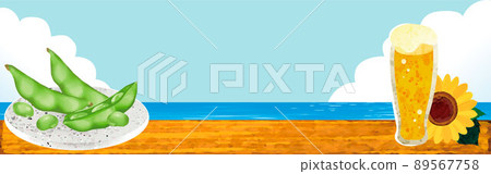 Banner frame summer beer edamame sea blue sky sunflower cloud copy space background illustration material Banner frame summer beer edamame sea blue sky sunflower cloud copy space background illustration material 89567758