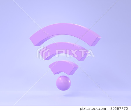 3D Free wifi icon with purple antennas, wireless network symbol. Connect mobile devices to internet with hotspot public access zone. Sign LAN connection isolated on pastel blue background, 3D render 3D Free wifi icon with purple antennas, wireless network symbol. Connect mobile devices to internet with hotspot public access zone. Sign LAN connection isolated on pastel blue background, 3D render 89567770