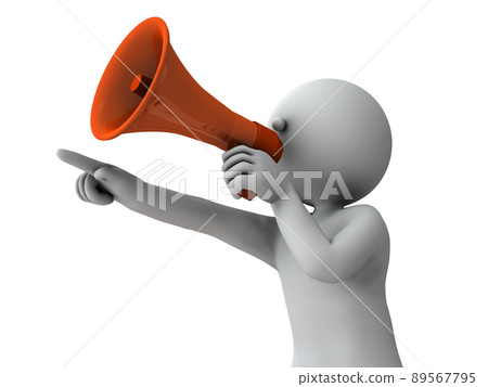 一個用手持麥克風鼓勵的角色。 89567795