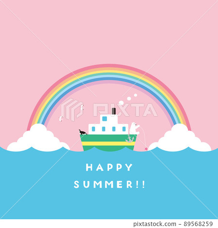 夏季插圖 2022（船）與字母 89568259