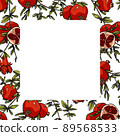 Pomegranate frame. Beautiful summer invitation. Colorful illustration 89568533