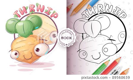 Cartoon character sweet turnip - coloring book 89568639