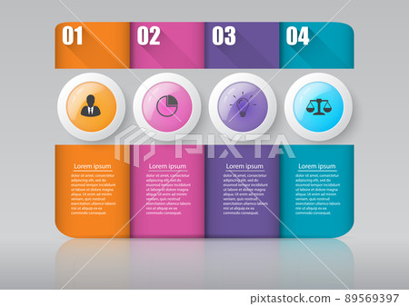 Infographic design vector and marketing icons can be used for workflow layout, diagram, annual report, web design. Business concept with 4 options, steps or processes. 89569397