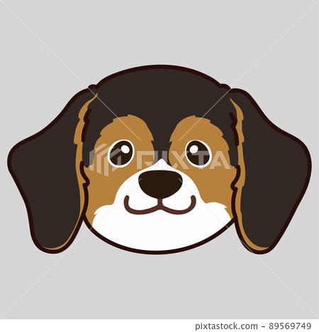 帶有主線的深色三色小獵犬的可愛插圖 帶有主線的深色三色小獵犬的可愛插圖 89569749